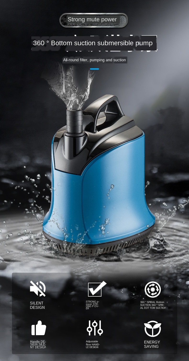 Submersible Water Pump Paecal Suction pump Aquarium Circulating pump Filter bottom suction pump Fish tank Water pump 220V-240V