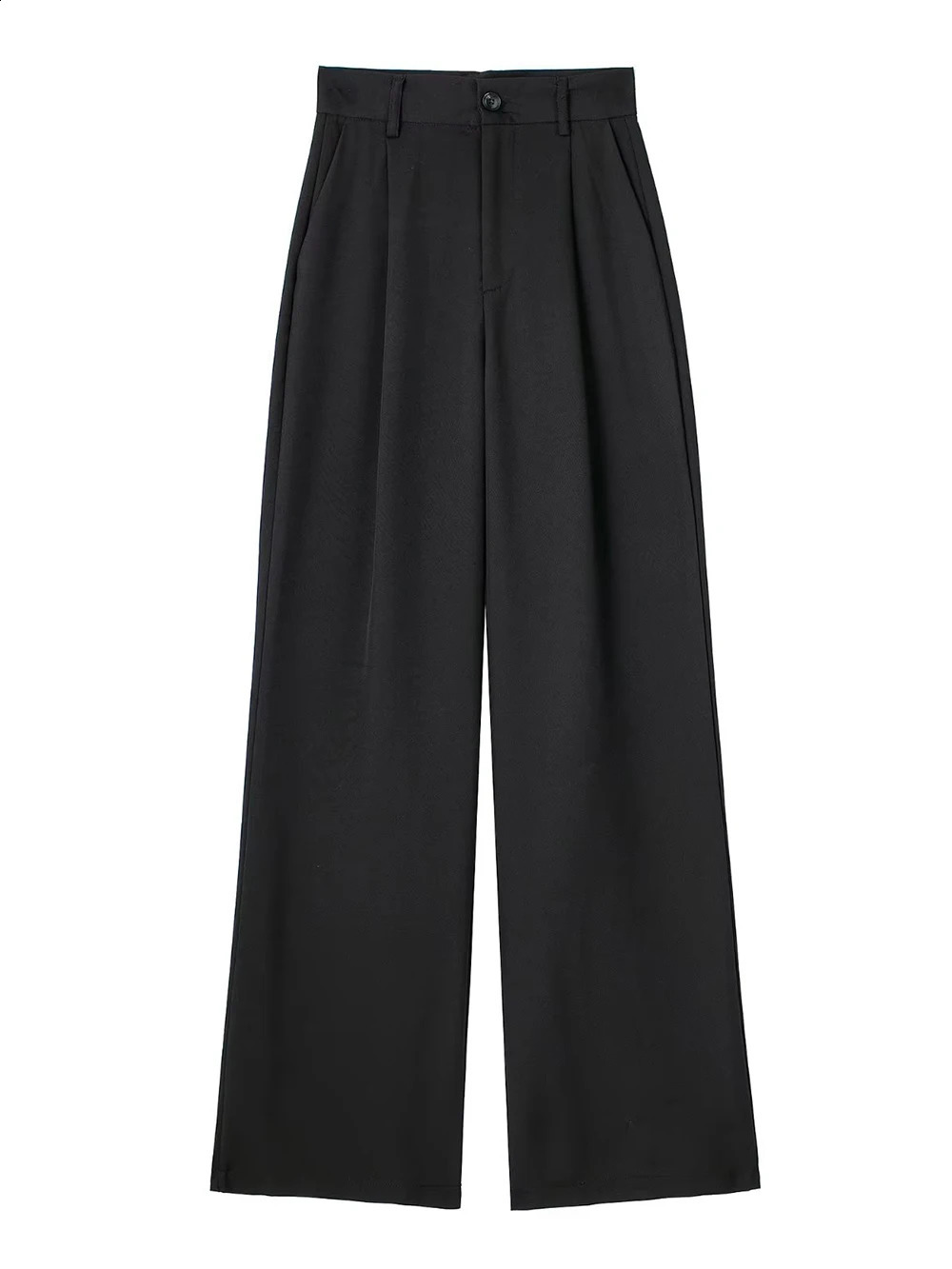 Wixra Women Casual Pants Zipper High Waist Package Striped Office Lady Stylish Loose Straight Trousers Z260314