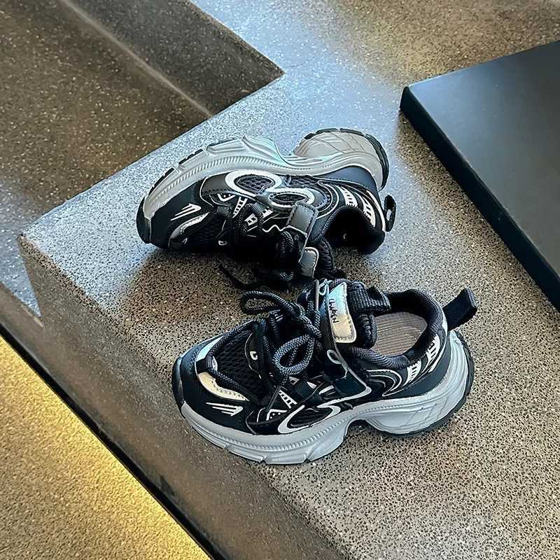 Kids Sneakers for Girls Chunky Childrens School Basketball Shoes Mesh Breathable Boys Fashion Causal Sports Shoes Hook LoopXJ250311