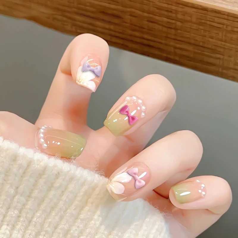 50 pieces/bag Kawaii mini ribbon bow nail decoration cute Macaron bow design nail charm professional handmade accessories W240829