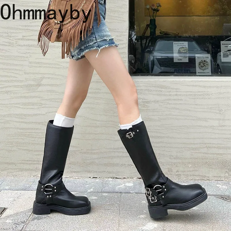 Western Woman Cowgirl Boot Fashion Back Zippers Long Booties Autumn Winter Suqare Low Heel Girl Shoes bf8b ies