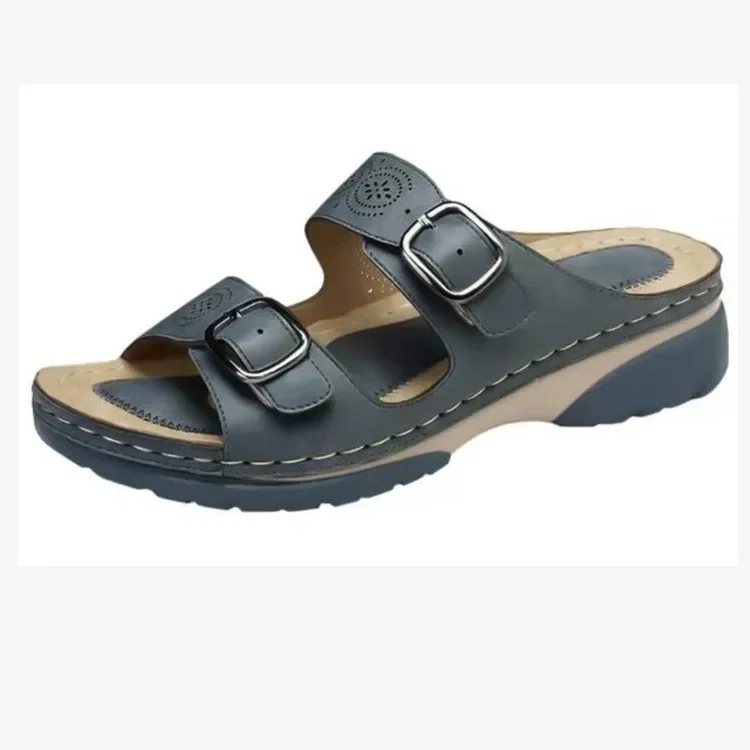 2023 Wedges Sandals for Women Fashion Belt Buckle Platform Outdoor New Walking Slippers Non-slip Open Toe Ladies Shoes e111