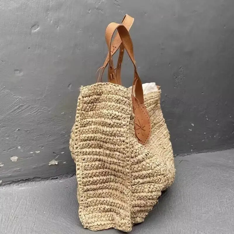Straw Tote Bags For Women er Handbag And Purse In Handmade Weave Large Capacity Shoulder Casual Beach Bag 240830 4