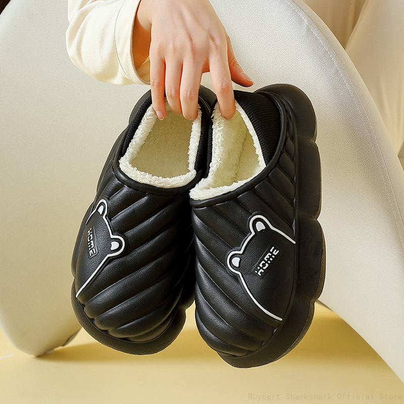 New Women Men's Winter Thick Soles Home Quality Plush Men Waterproof Eva Lovers Household Cotton Slippers Shoe 87Fb