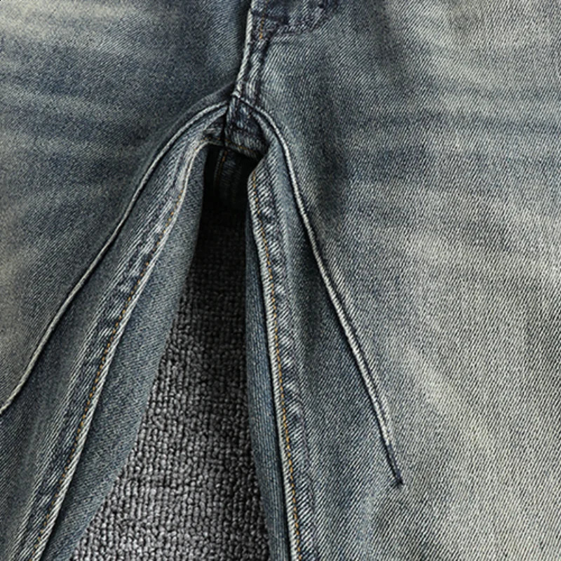 Retro to vintage washed jeans mens 3D cut small straight version young retro full matching pants 240829