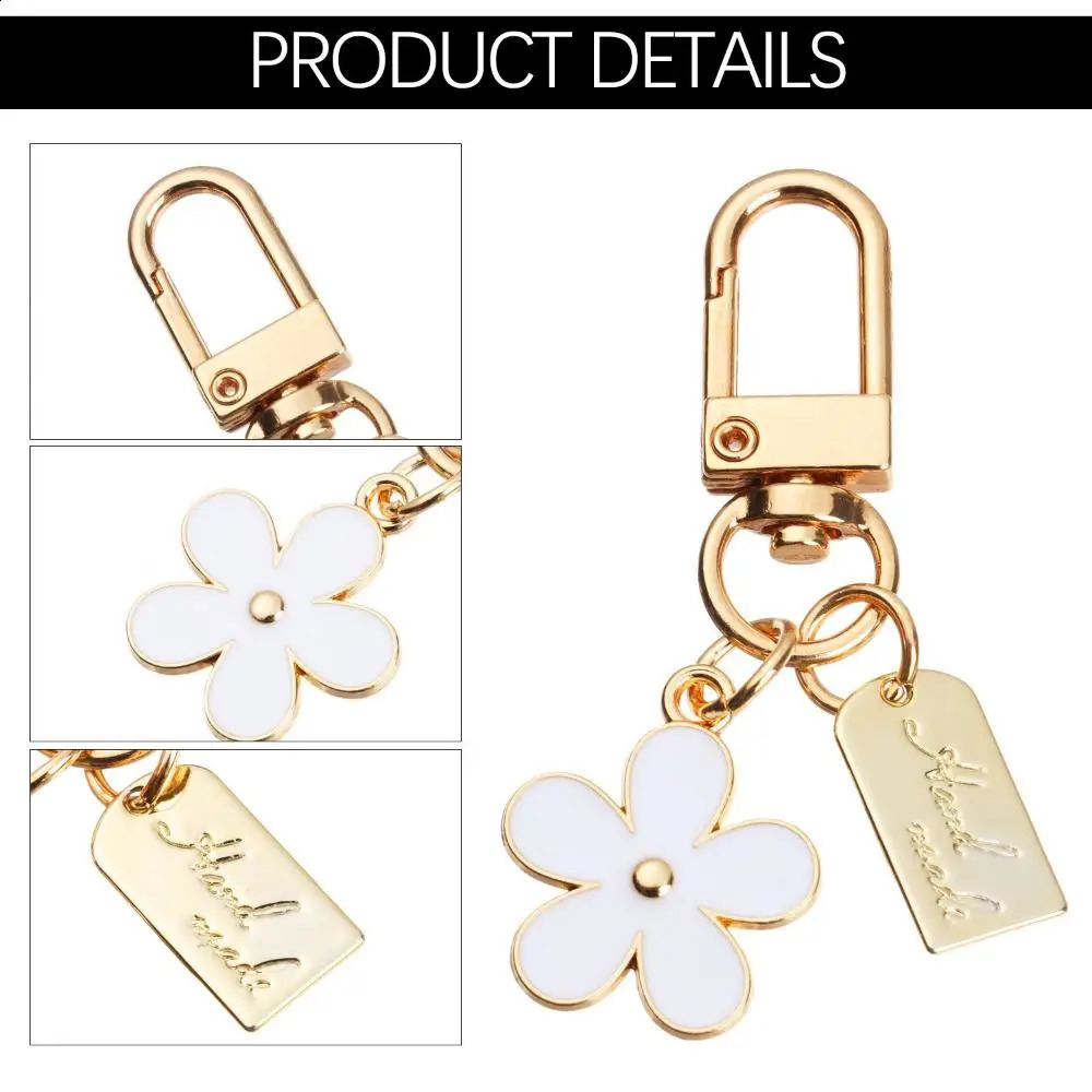 Flower Keychains for Women Bag Charm Key Chain Car Ring Pendant Purse Handbag Decoration Metal Keychain 240829
