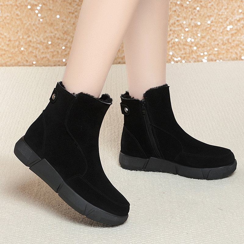 AIYUQI Snow Boots Women Winter 2024 New Genuine Leather Women's Marton Boots Large Size Wool Warm Non Slip Women's Booties