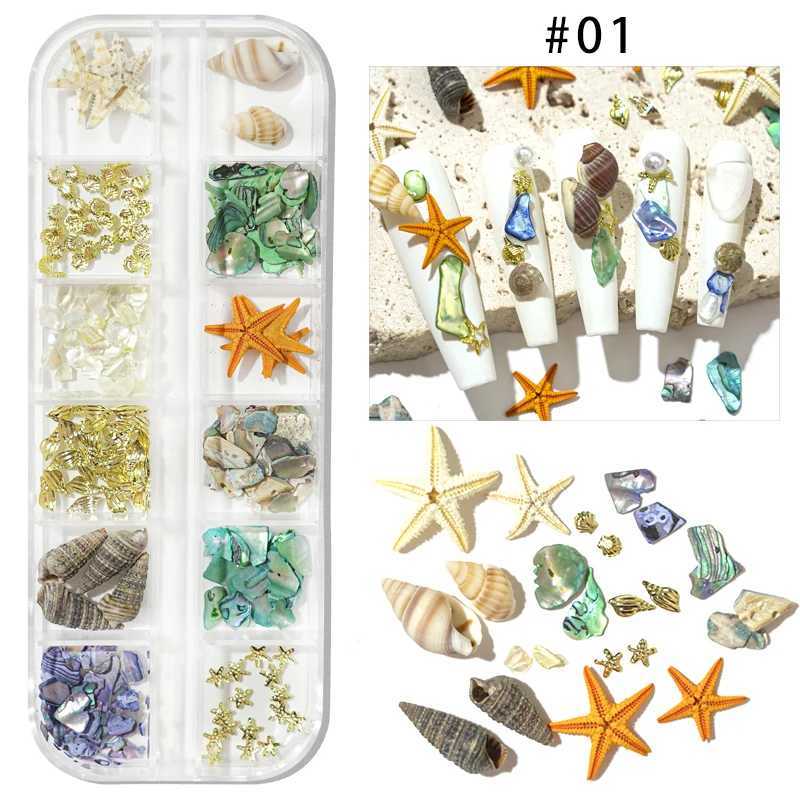 Summer Nail Art Rhinestone Ocean Nail Charm Shell Sea Star Conch Series 3D Beach Nail Design Decoration DIY Parts W240829