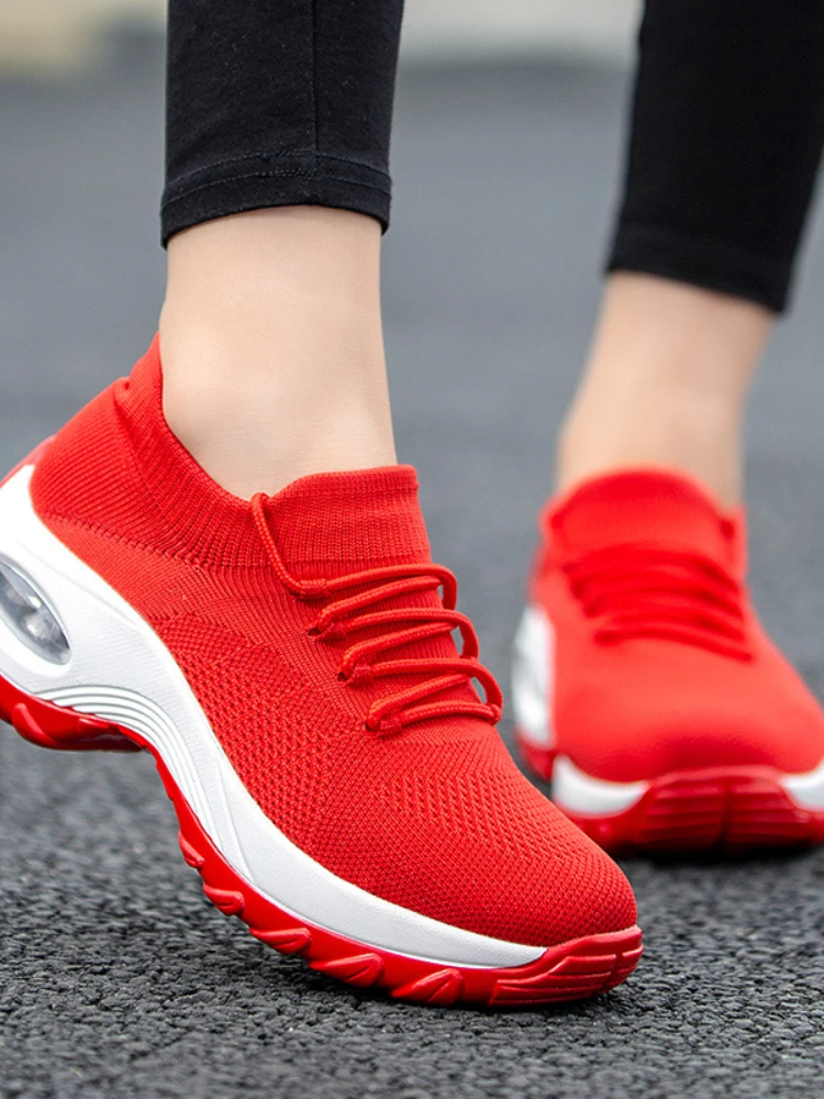 2025 NEW Platform Wedge Sneakers New Fashion Casual Sport Ladies Air Cushion Running Mesh Breathable Women Vulcanized Shoes ce
