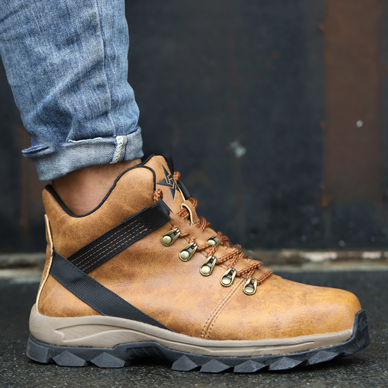 Fashion Winter Safety Anti-Smash Indestructible Steel Toe Shoes Men Work Boots Male 0b37 d998