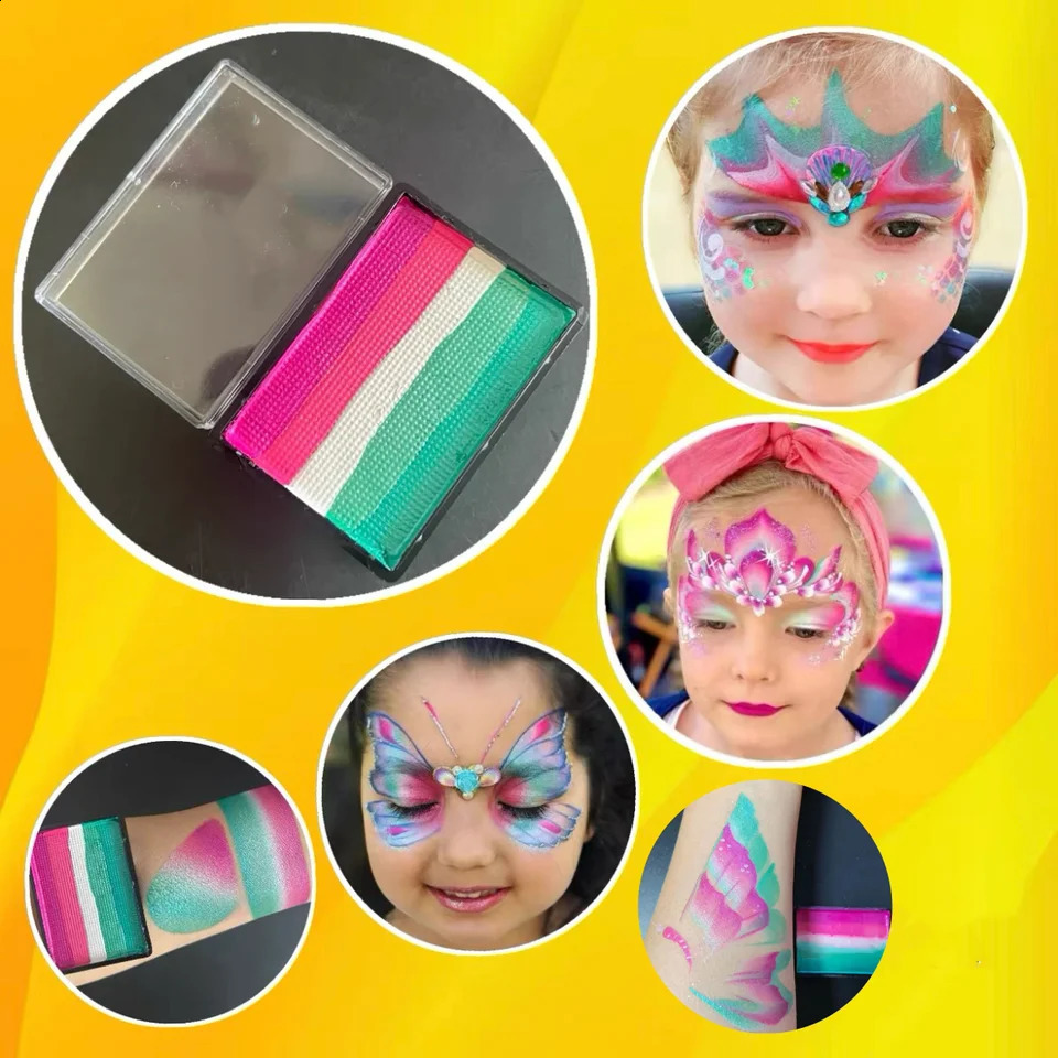 Free Delivery Rainbow Splitting Cake Makeup Water based Body Painting Neon Lights Pink Painting Childrens Halloween Makeup 240829