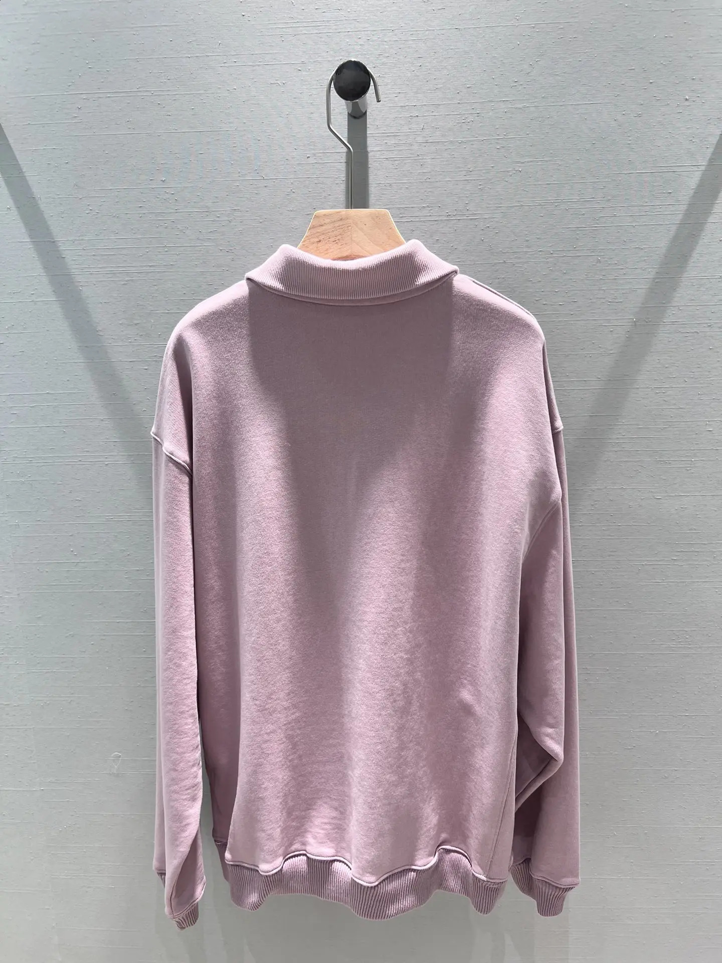24 AutumnWinter Half Zipper Collar Old Patch Inlaid Loose Long Sleeve Sweater Jacket Black Pink 240827