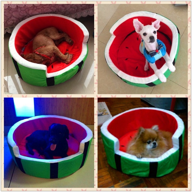 1pc Cute Kennel House Warm Cotton Watermelon Modeg Dog Mat Sofa Pet Cat for Dogs Fruit Bed S M L