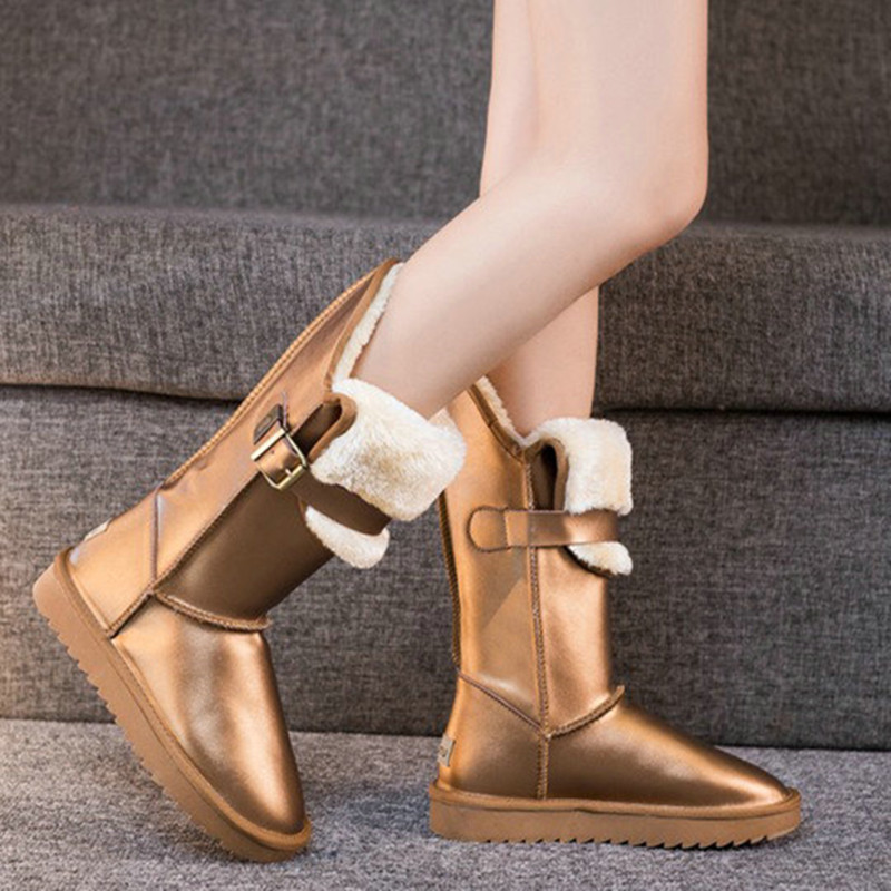 New Fashion 100% Natural Fox Fur Snow Boots Women Warm Non-slip Winter Long Boots Genuine Cow Leather Winter Boots High Shoes