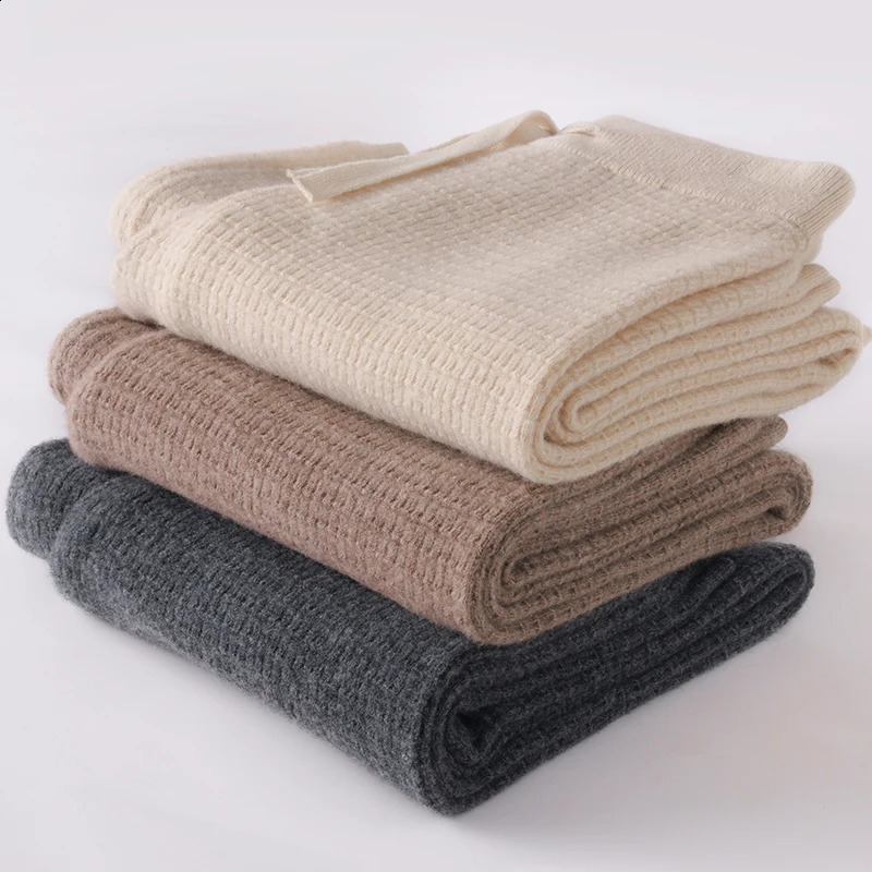 Wool straight leg wide womens pants autumn and winter 100% wool warm casual 240827