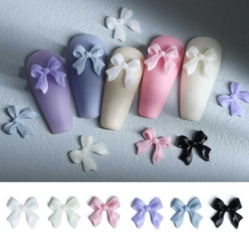 6 Grid Ribbon Bow Nail Charm Decoration 6 Color Long Bow Knot Decoration Kawaii Nail Products Professional Accessories W240829