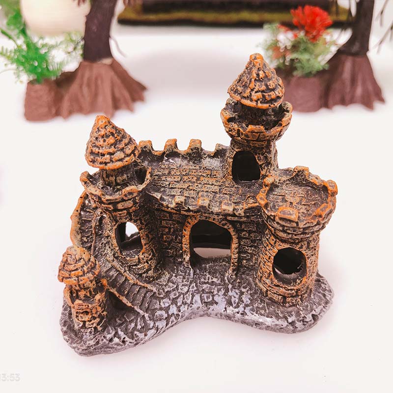 1Pcs Aquarium Creative Ornaments Simulation Resin Castle Fishbowl Retro Landscape Dodge House Fish Tank Accessories