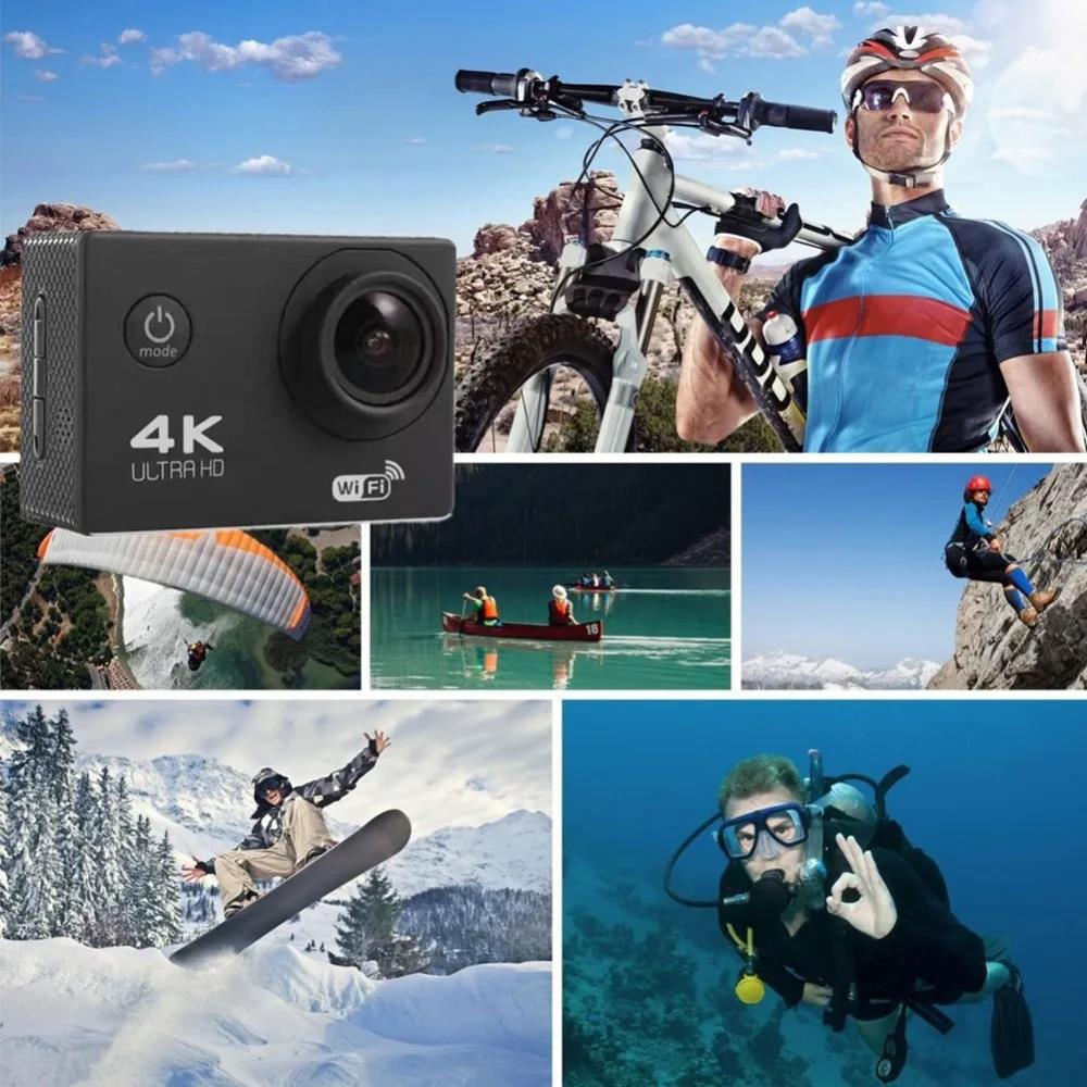 4K Action Camera Ultra HD Portable 30fps/170D Underwater Helmet Waterproof 2.0-inch Screen WiFi Remote Control Sports Video Helmet Recording Sport Cam