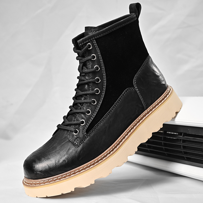 Split Handmade Martin Men Outdoor Leather Shoes Antiskid Autumn Winter Boots Classic High Top Cowboy Boats Man aa0c