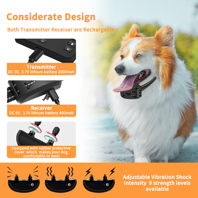 2 IN 1 Wireless Dog Electric Fence & Electric Shocker Training Collar Remote With Adjustable Beep Vibration Shock Rechargeable