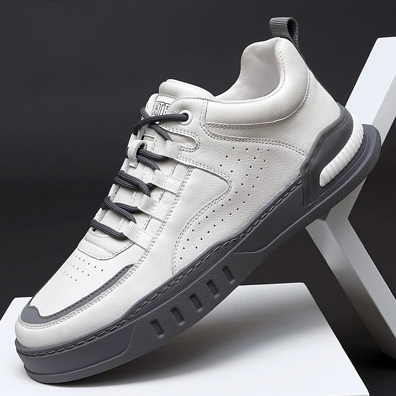 Leather Genuine Casual Fashionable Sneakers Color Blocking Design Minimalist Men's Oxford Shoes Breathability 0b61