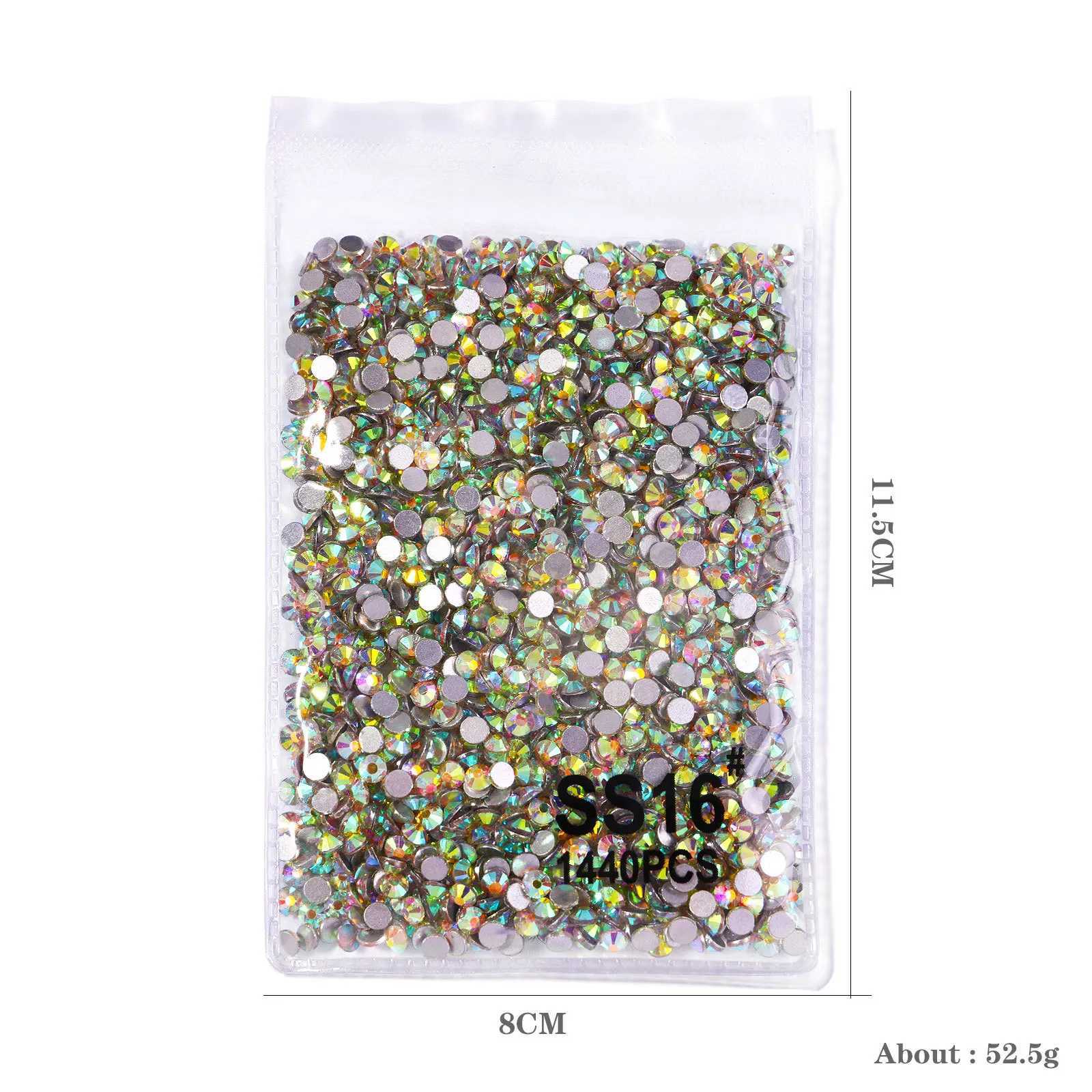 1440pcs transparent/AB SS3-SS16 nail rhinestone sparkling glass diamond round flat back mini rhinestone nail gemstone processing accessories W240829
