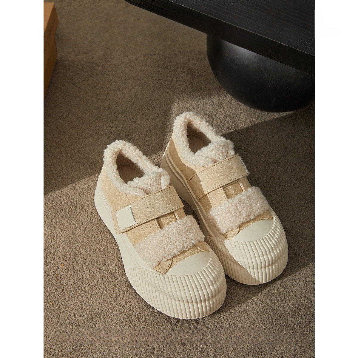 Women's Colorblock Plush Winter Warm Casual Skateboard Shoes bd8d