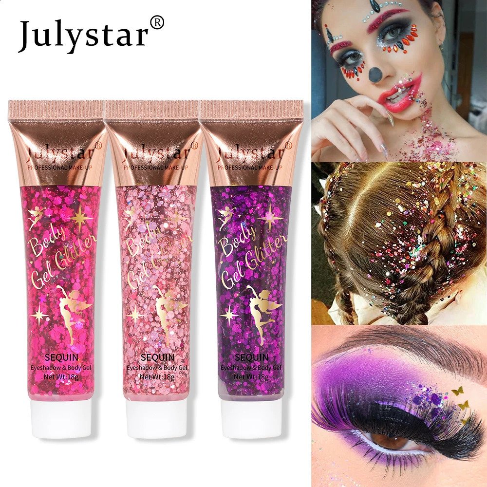 Julystar Mermaid Scale gel sequins eye shadow liquid lip color body polarization phase sequins eye shadow 240829
