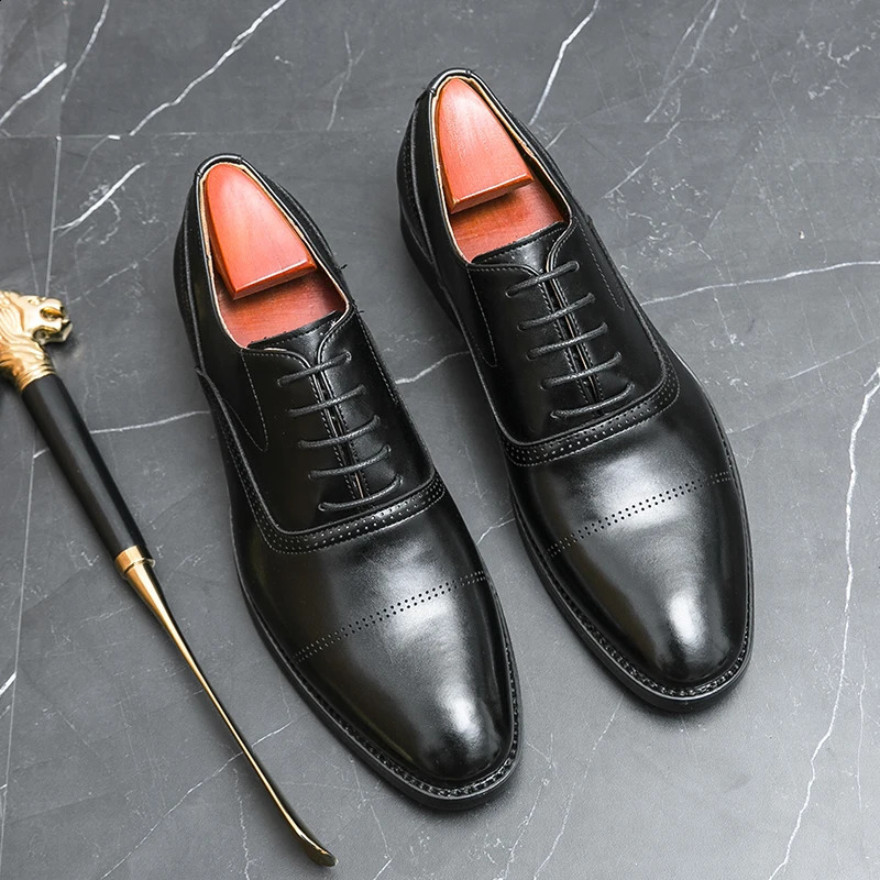 Handmade Men Leather Shoes Casual Formal Dress Oxfords Shoes British Style Wedding Flats Soft Breathable Walking Office Sneakers 240830