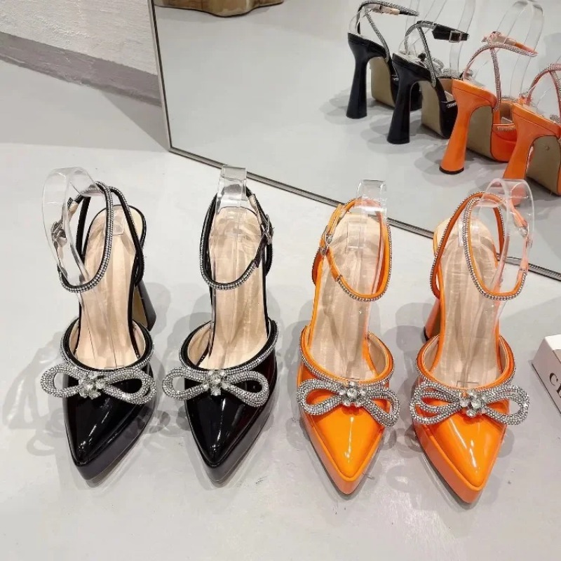 Brand Love Rhinestone/Flower Strap Sandals Model Show Bow Tie High Heels Thick Heel Waterproof Platform Size 35-43 Women's Shoes