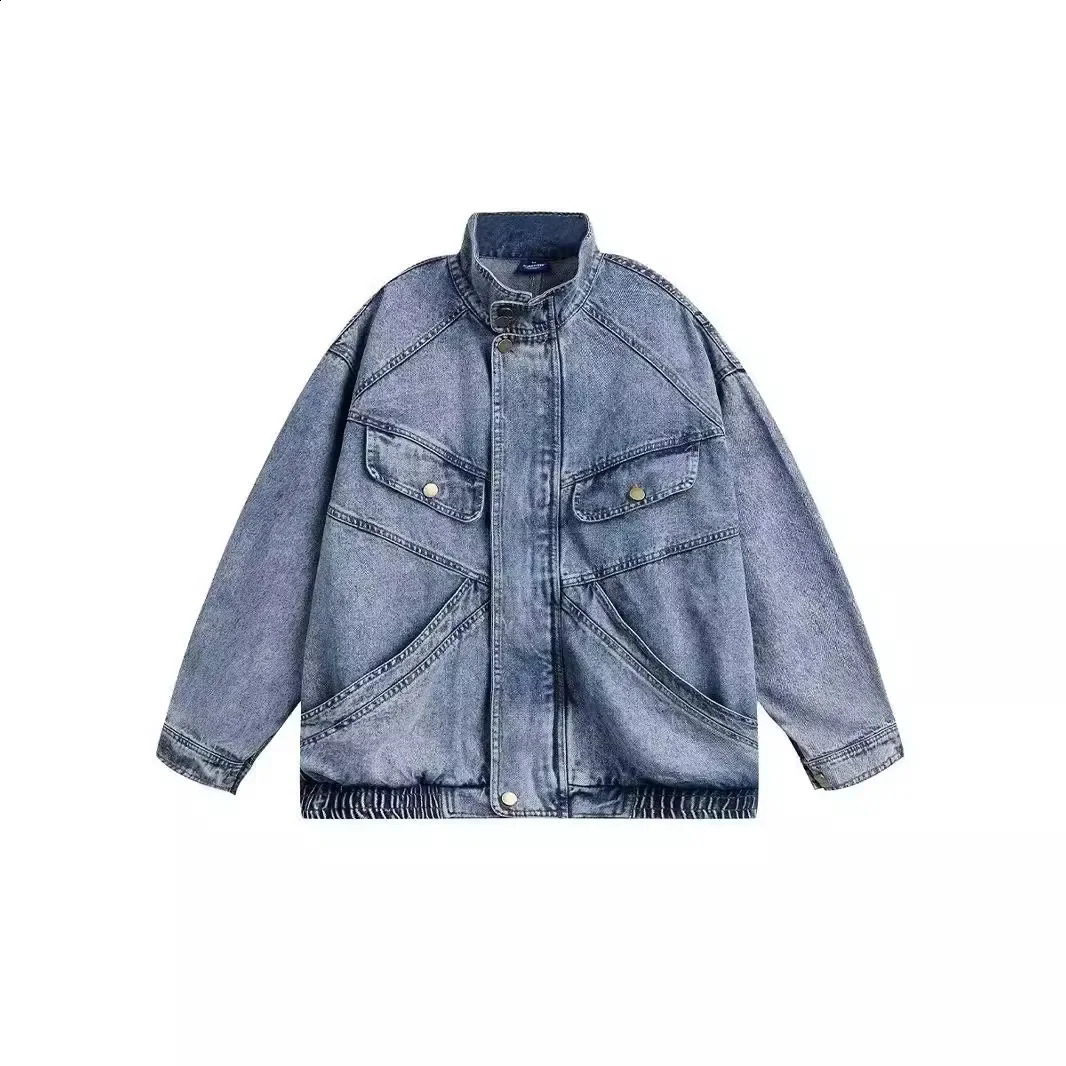 Trendy Vintage Distressed Denim Jacket Unisex Loose Fit Casual Versatile Streetwear For Men Women 240829