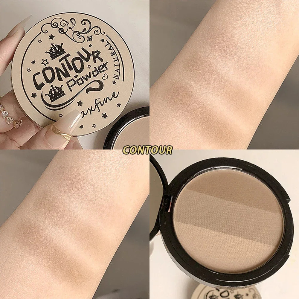 Matte outline pink rose pink bronze color palette long-lasting natural shadow powder contour waterproof 3-color cosmetics 240829