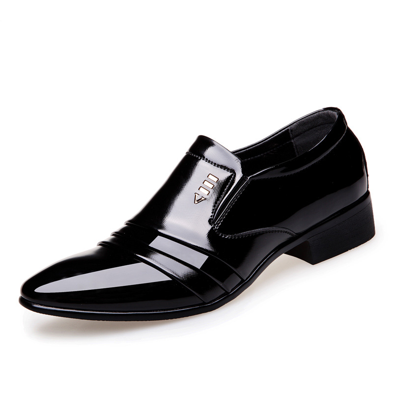 Brand PU Leather Fashion Men Business Dress Loafers Pointy Black Oxford Breathable Formal Wedding Shoes 4 02014