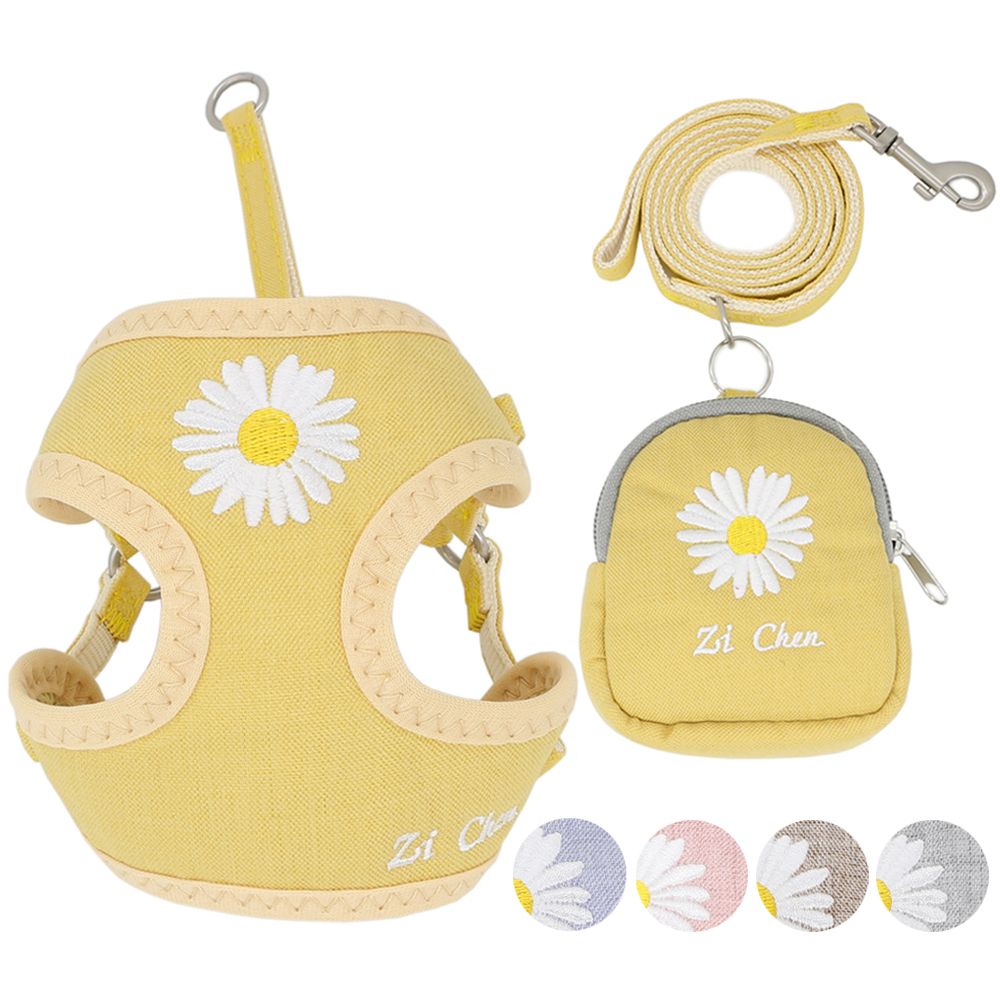 Embroidery Breathable and Leash Set, Adjustable Snack Bag, Cat Harness for S,M Dogs, Vest Leashes, Dog Supplies Free shipping