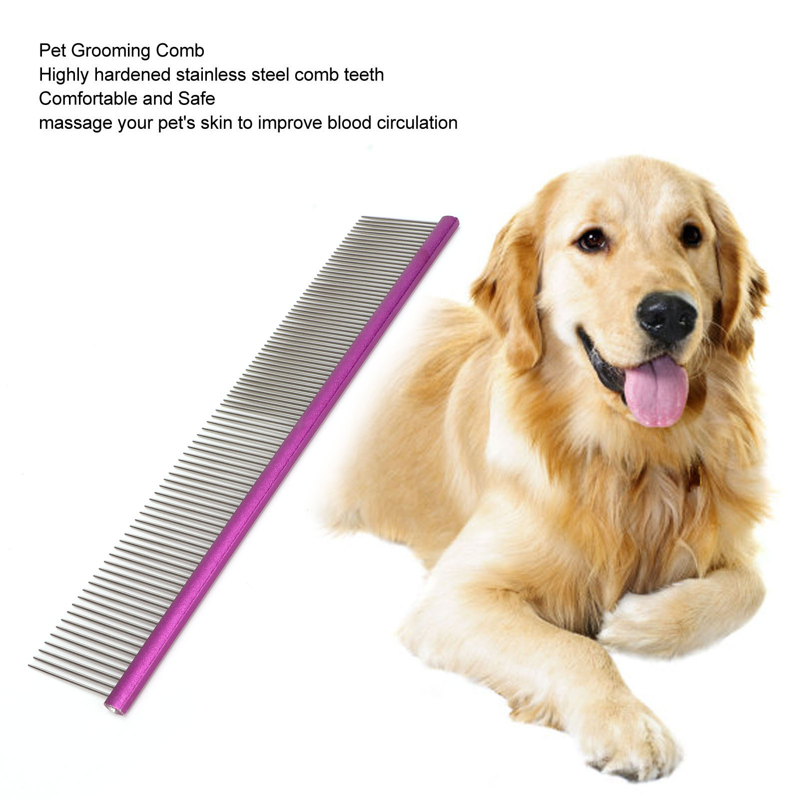 Pet Hair Removal Comb Stainless Steel Pet Grooming Comb Gently Removes Loose Knotted Hair Dog Cat Cleaning Beauty Tools