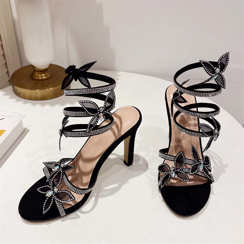 Fashion Peep Toe Butterfly Thin Heels Sandals Women Elegant Party Dress Summer Ladies Shoes Zapatillas De Mujer