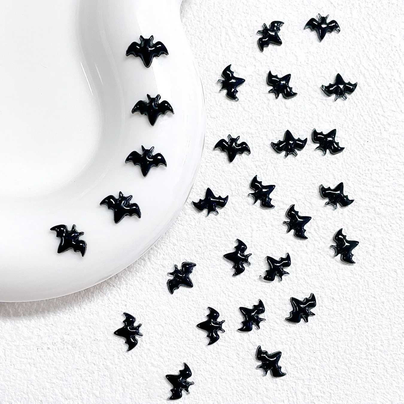 30 pieces of 3D black bat nail amulet accessories used for Halloween nail decoration art design supplies materials handmade decoration tools W240829