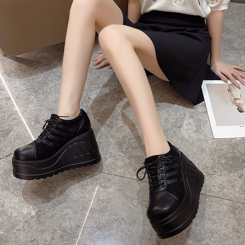 Big 35-43 Size Black Design Female Goth Platform Fashion Cosplay Wedges High Heels Women's New Pumps Street Sneaker Shoes Woman 14f9 7277