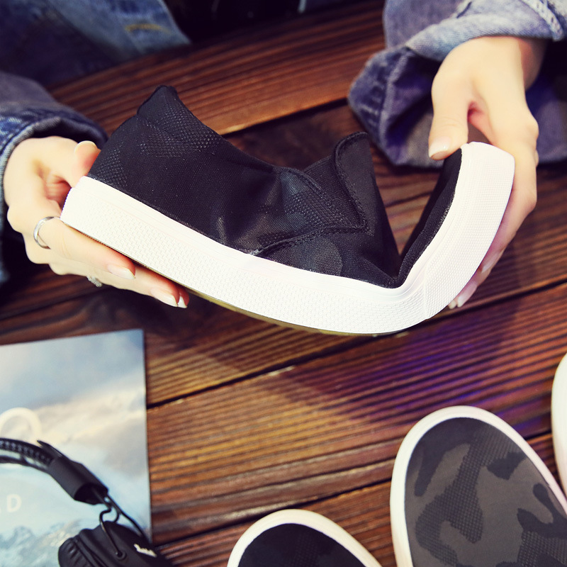 Casual Fashionable Men's Loafers Camouflage One Pedal Lazy Thick Canvas Mens Shoes a44 edd3