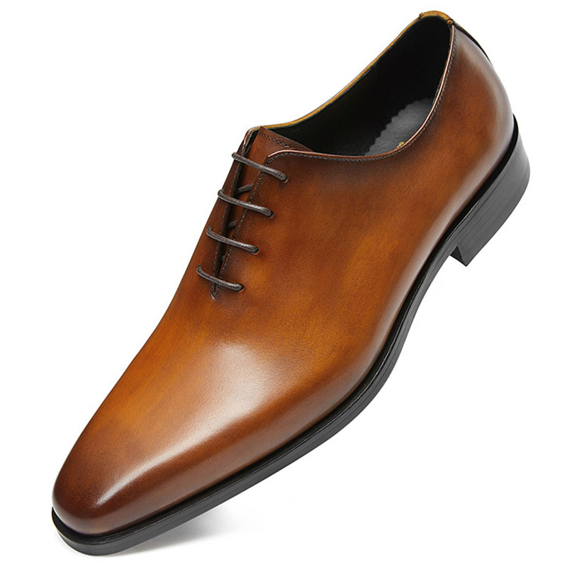 Quality Oxford Top Genuine Leather Pointed Toe Black Brown Men Business Office Formal Shoes