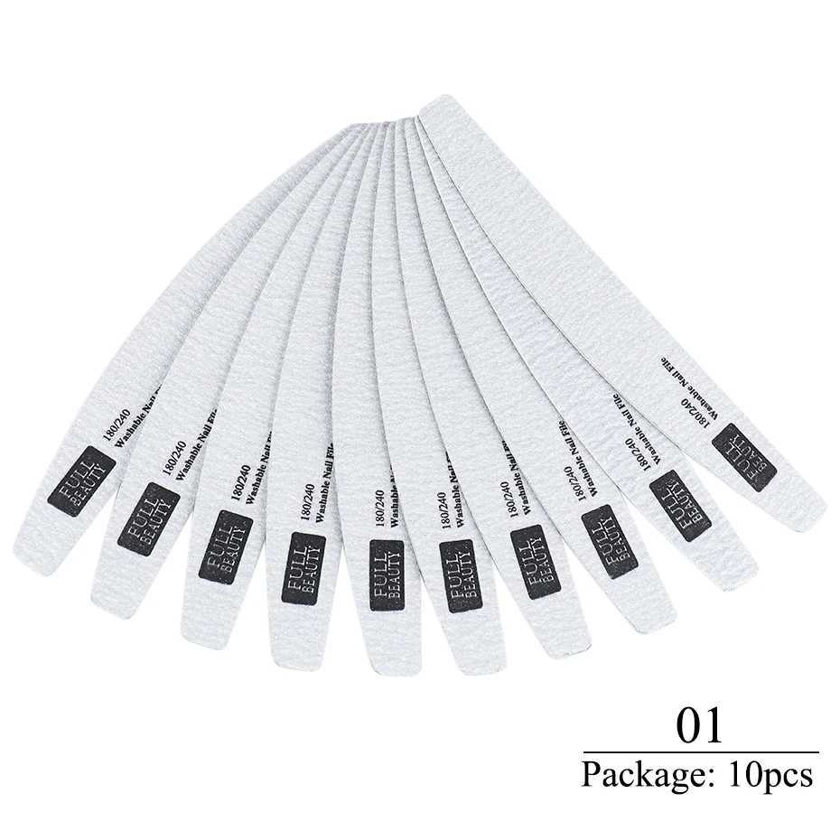 10 pieces/set professional nail files 180/240 grit wooden sandpaper buffer block sanding washable nail files manual foot therapy #1577 W240829
