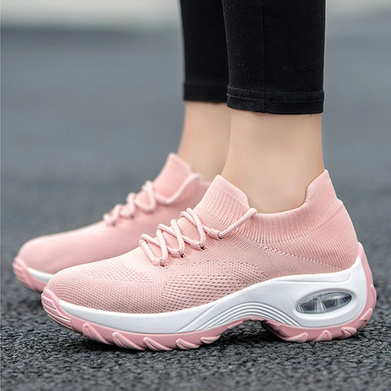 2025 NEW Platform Wedge Sneakers New Fashion Casual Sport Ladies Air Cushion Running Mesh Breathable Women Vulcanized Shoes ce