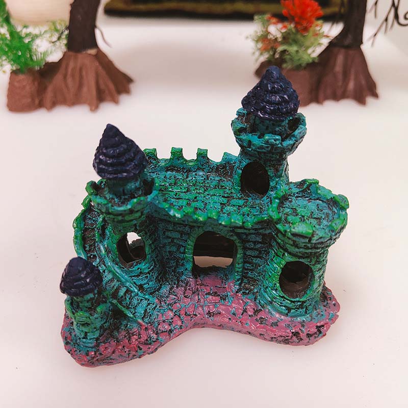 1Pcs Aquarium Creative Ornaments Simulation Resin Castle Fishbowl Retro Landscape Dodge House Fish Tank Accessories