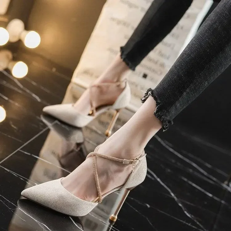 New 2022 fashion summer Sexy Stiletto High Heels New pumps Ladies Pointed Toe Shallow Party Shoe for wedding women black shoes d648