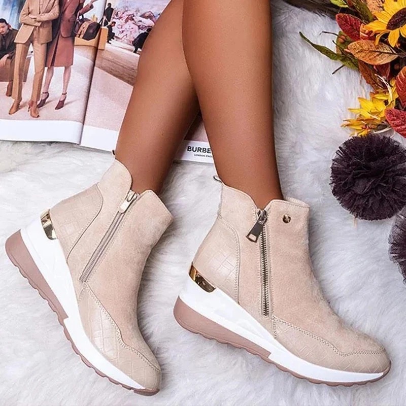 Autumn Boot 2022 Winter High Top Vulcanize Women Platfrom Wedges Zipper Chunky Sneakers Female Shoes Plus Size 0f72