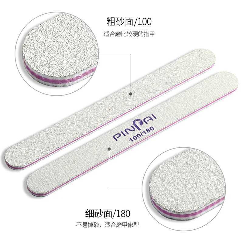 Double sided nail file sturdy and thick nail file used for hand polishing half moon lime 100 180 grit nail file nail tool W240829