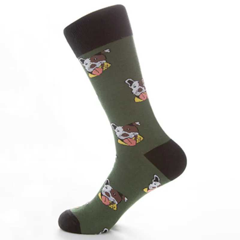 Men's Socks 5 pairs of socks plus size autumn and winter new colorful dog socks mens mid-tube casual cotton socks wholesale Y240830ZUJS