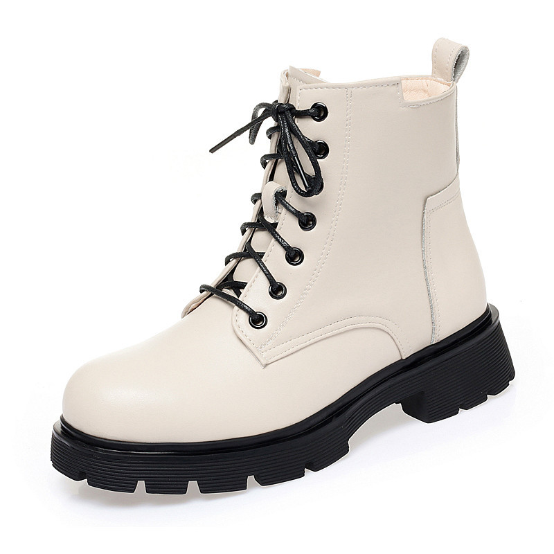Women Winter Boots Genuine Leather 2024 New Fashion Wool Warm Women Ankle Boots Large Size British Style Women Motorcycle Boots