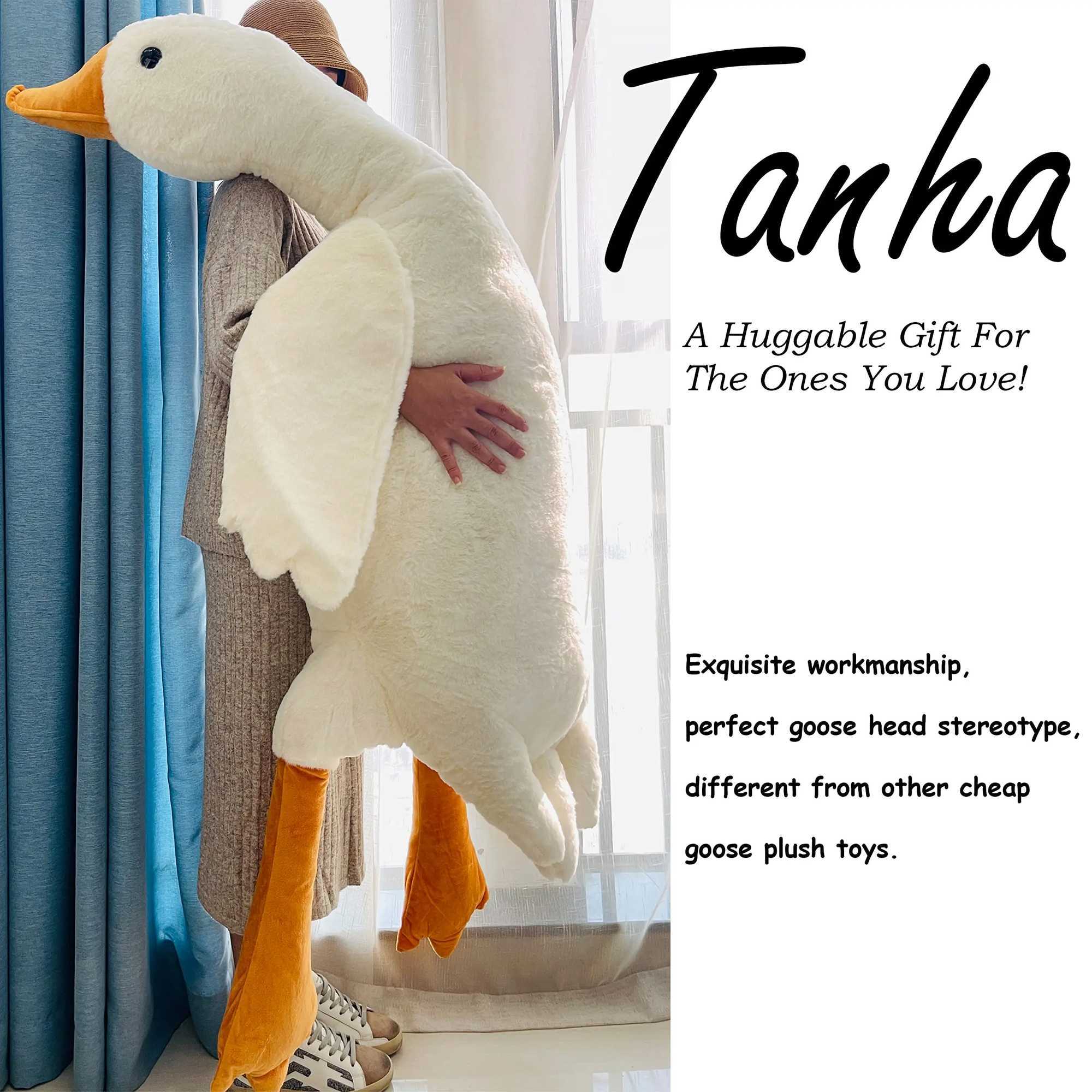 190/160/130CM Big Fluffy Duck Plush Big White Goose Swan Throwing Plush Soft Doll Animal Pillow Hugging Sleeping on Bed Childrens Toys W240827