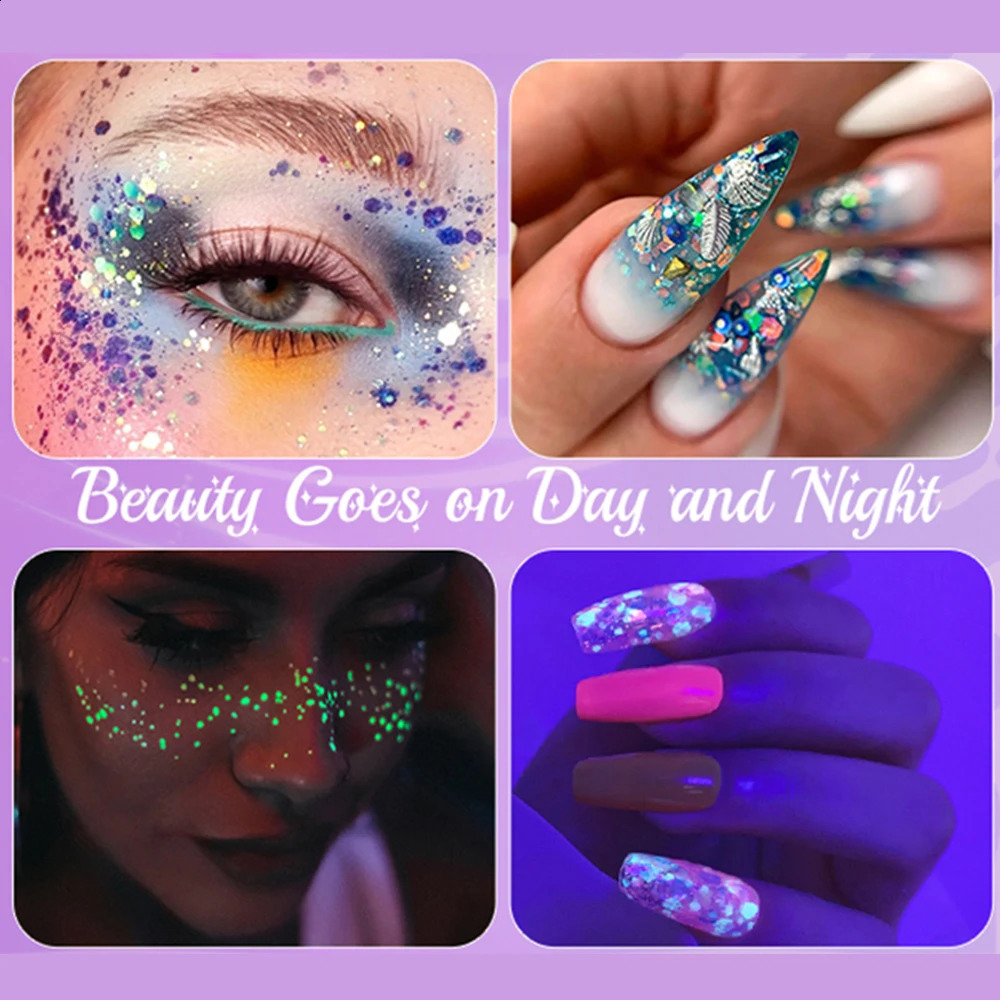 24 pieces of glitter makeup luminous body glitter gel UV glitter used for holiday party Halloween bar makeup 240829